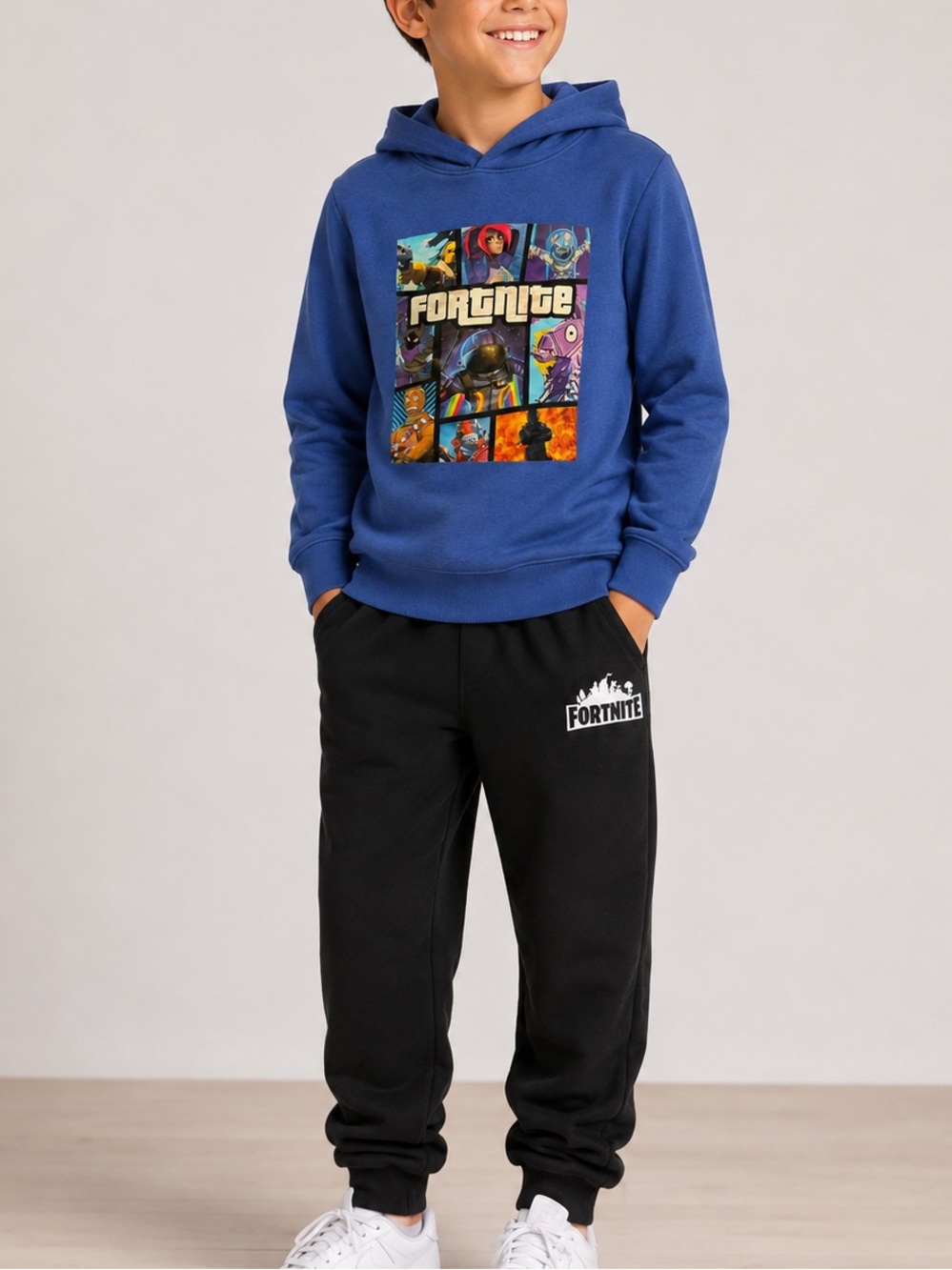 Fortnite SET Kids' Blue Graphic Hoodie & sweat pants BOYS SIZE 10
